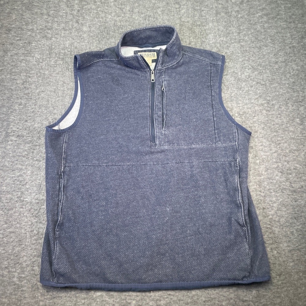 Duluth Trading Co Quarter Zip Vest Men Large Blue Cotton Blend Textured Workwear